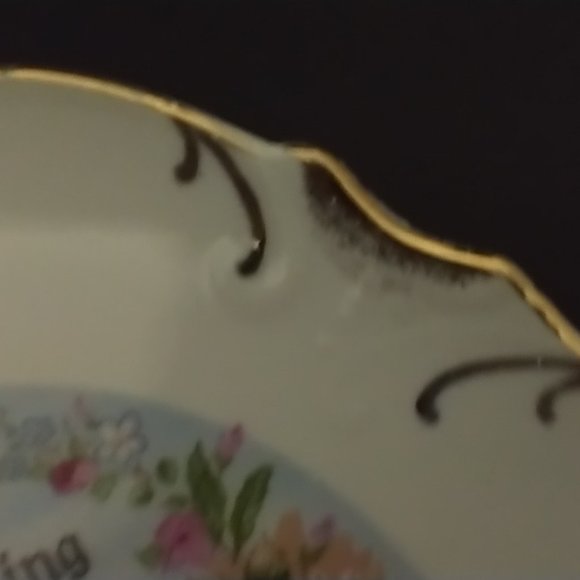 Ceramic House Blessing Plate Gold Gilded Made in Japan - Picture 4 of 16